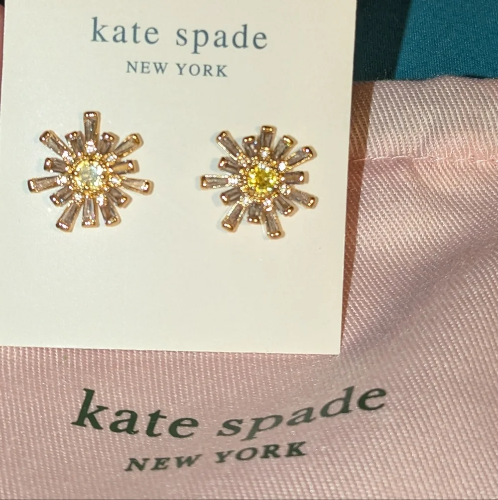 NWT Kate Spade Sunny Studs - Gold/Clear/Yellow